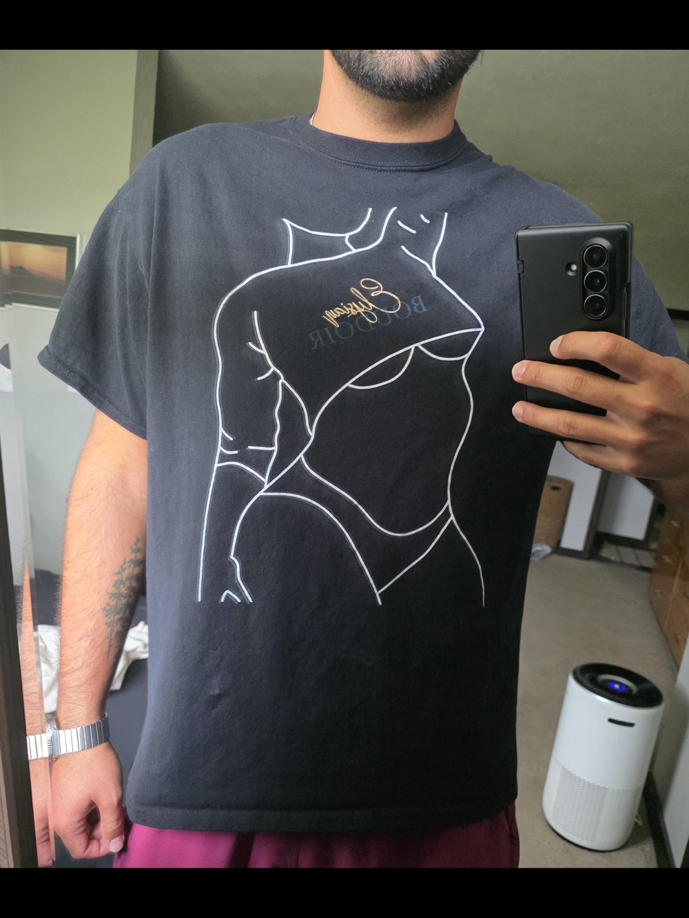 Gildan Graphic Boudour VTG Y2K T-Shirt Tee Black